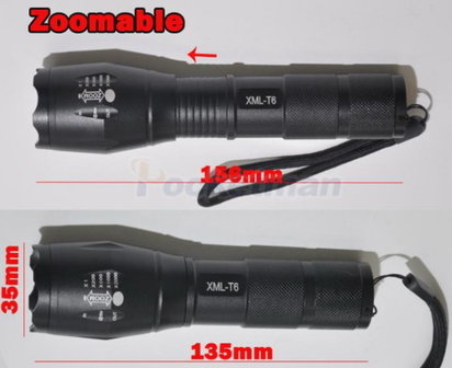 Tactical flashlight zoom t6